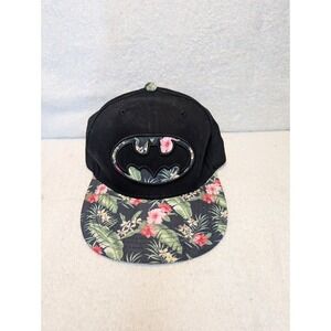 Batman DC Comics Black/Floral Tropical Hawaiian Cap Hat‎ Snap Back